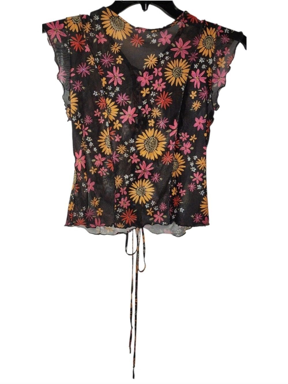 Miss Selfie Floral Sleeveless Blouse Size Extra Large - Picture 3 of 7
